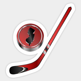 NHL - NJ  Red Stick Red Puck Sticker